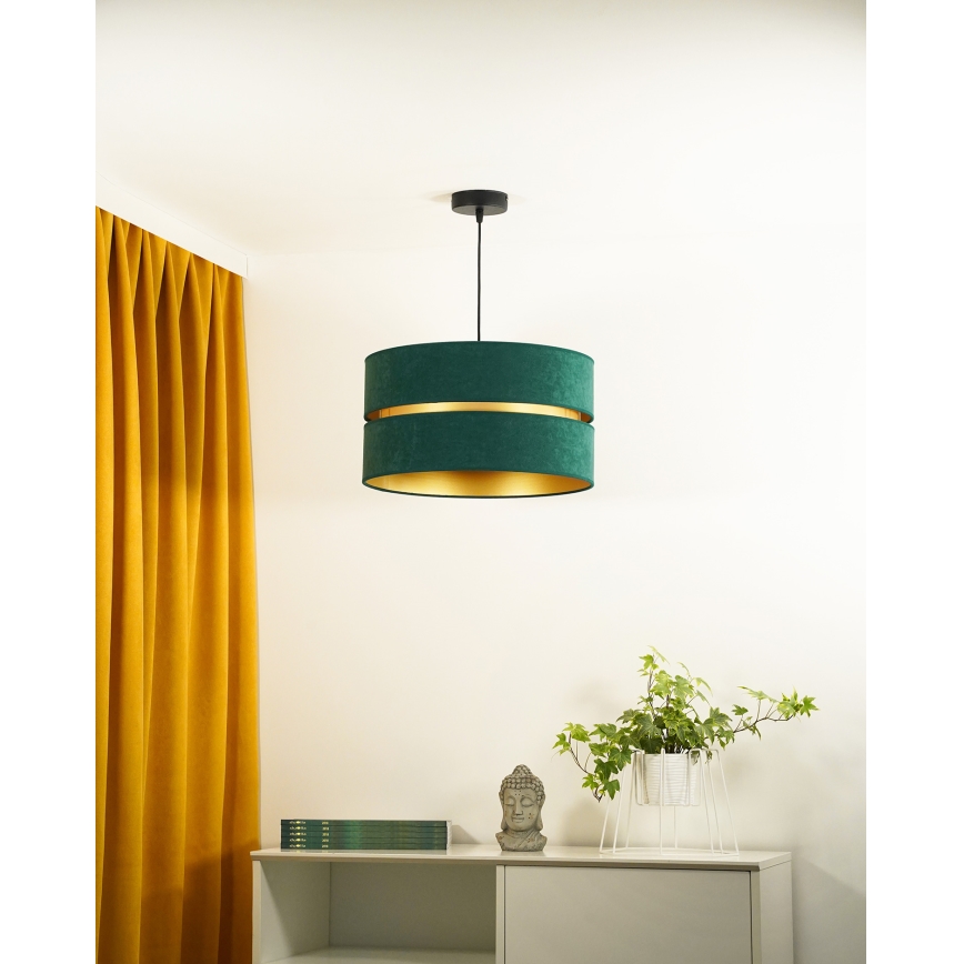 Duolla - Lestenec na vrvici DUO 1xE27/15W/230V pr. 40 cm zelena/zlata