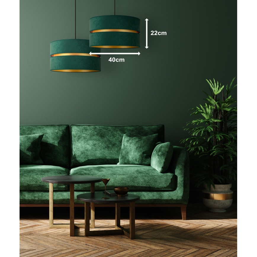 Duolla - Lestenec na vrvici DUO 1xE27/15W/230V pr. 40 cm zelena/zlata