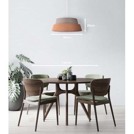 Duolla - Lestenec na vrvici GALAXY 1xE27/40W/230V pr. 50 cm siva/rjava