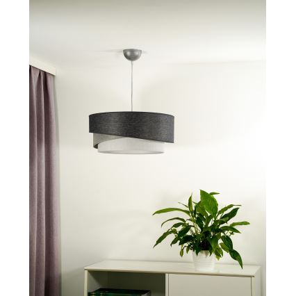 Duolla - Lestenec na vrvici KOBO 1xE27/15W/230V pr. 45 cm antracit/siva/bela