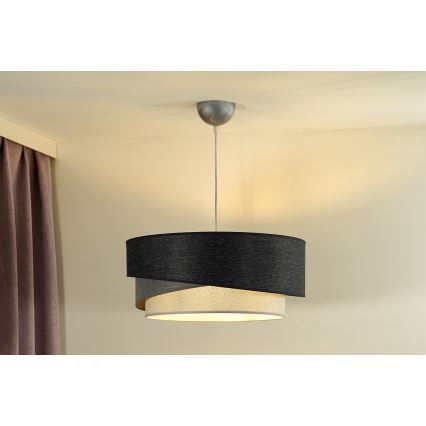Duolla - Lestenec na vrvici KOBO 1xE27/15W/230V pr. 45 cm antracit/siva/bela