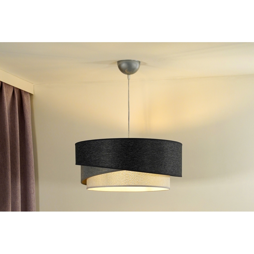 Duolla - Lestenec na vrvici KOBO 1xE27/15W/230V pr. 45 cm antracit/siva/bela