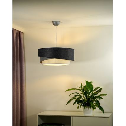 Duolla - Lestenec na vrvici KOBO 1xE27/15W/230V pr. 45 cm antracit/siva/bela