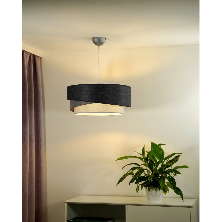 Duolla - Lestenec na vrvici KOBO 1xE27/15W/230V pr. 45 cm antracit/siva/bela