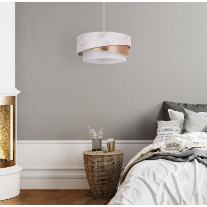 Duolla - Lestenec na vrvici KOBO 1xE27/15W/230V pr. 45 cm bela/rosegold