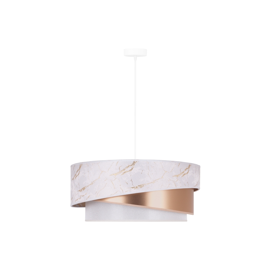 Duolla - Lestenec na vrvici KOBO 1xE27/15W/230V pr. 45 cm bela/rosegold