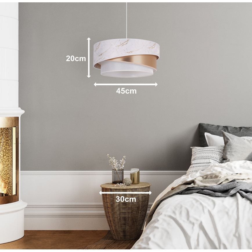 Duolla - Lestenec na vrvici KOBO 1xE27/15W/230V pr. 45 cm bela/rosegold