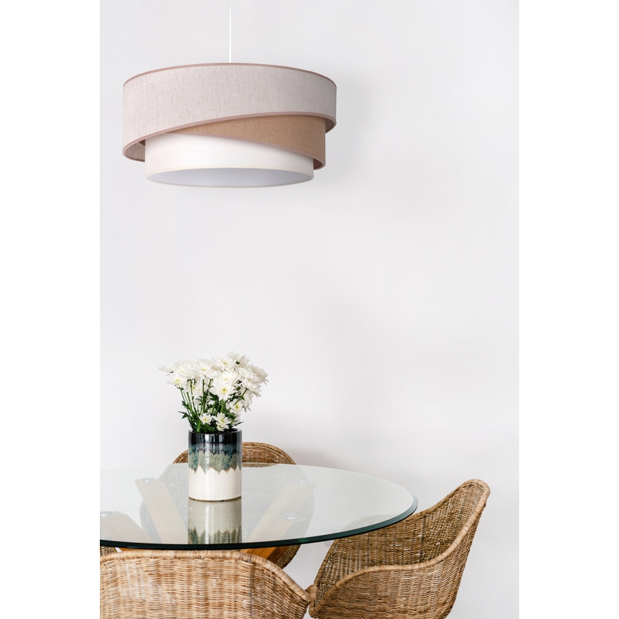 Duolla - Lestenec na vrvici KOBO 1xE27/15W/230V pr. 45 cm bež/rjava/bela