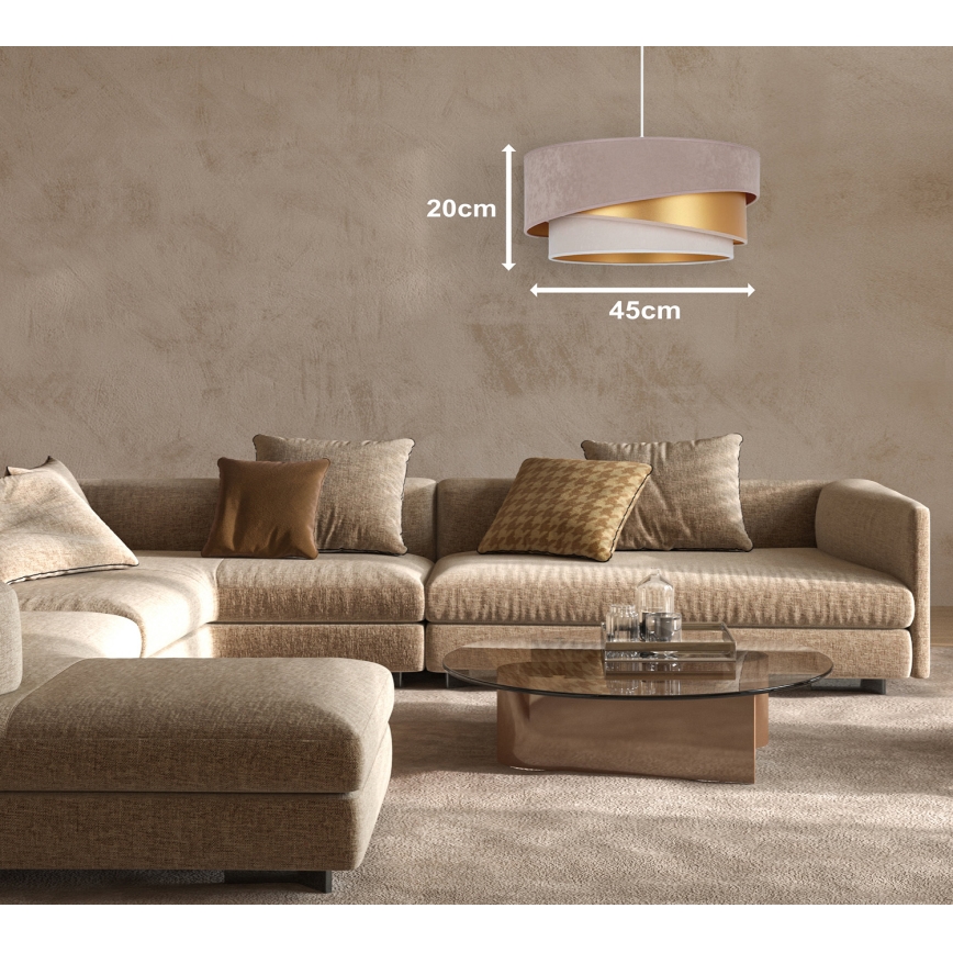 Duolla - Lestenec na vrvici KOBO 1xE27/15W/230V pr. 45 cm bež/zlata/krem barva