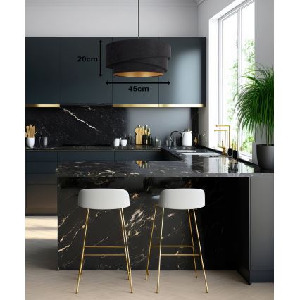 Duolla - Lestenec na vrvici KOBO 1xE27/15W/230V pr. 45 cm črna/zlata