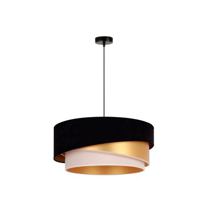 Duolla - Lestenec na vrvici KOBO 1xE27/15W/230V pr. 45 cm črna/zlata/krem barva