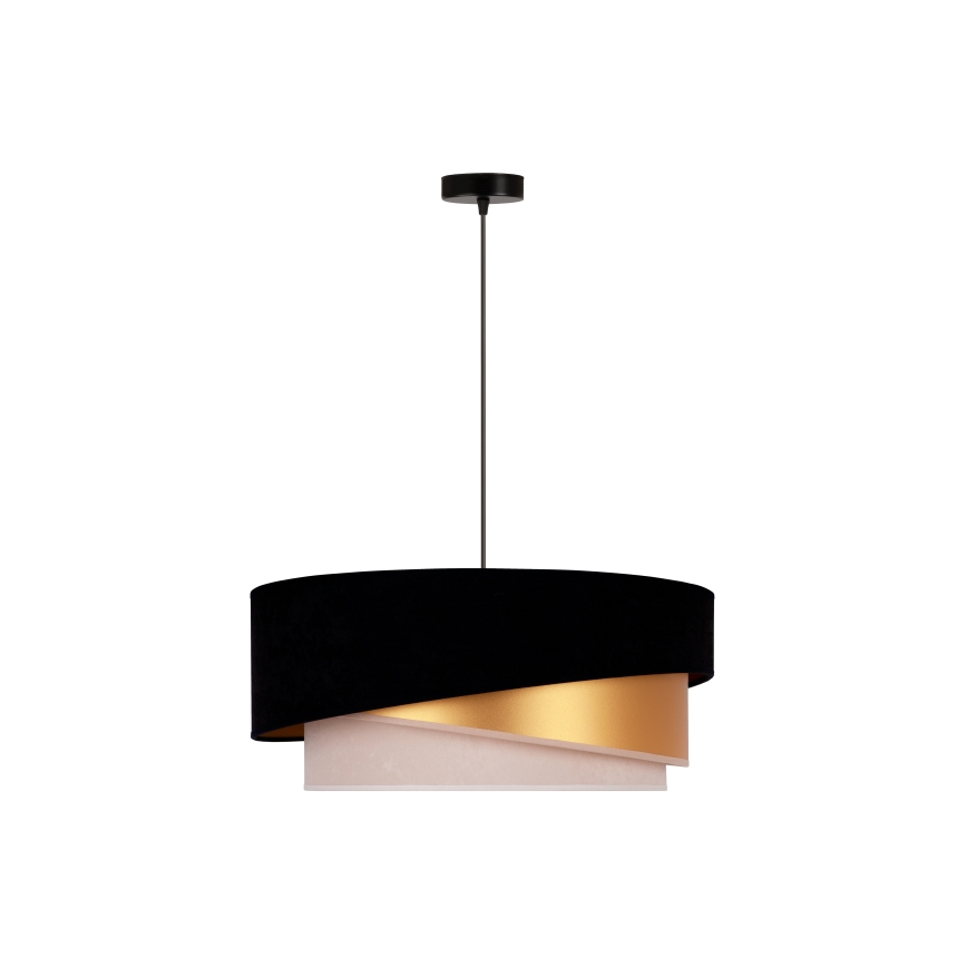 Duolla - Lestenec na vrvici KOBO 1xE27/15W/230V pr. 45 cm črna/zlata/krem barva