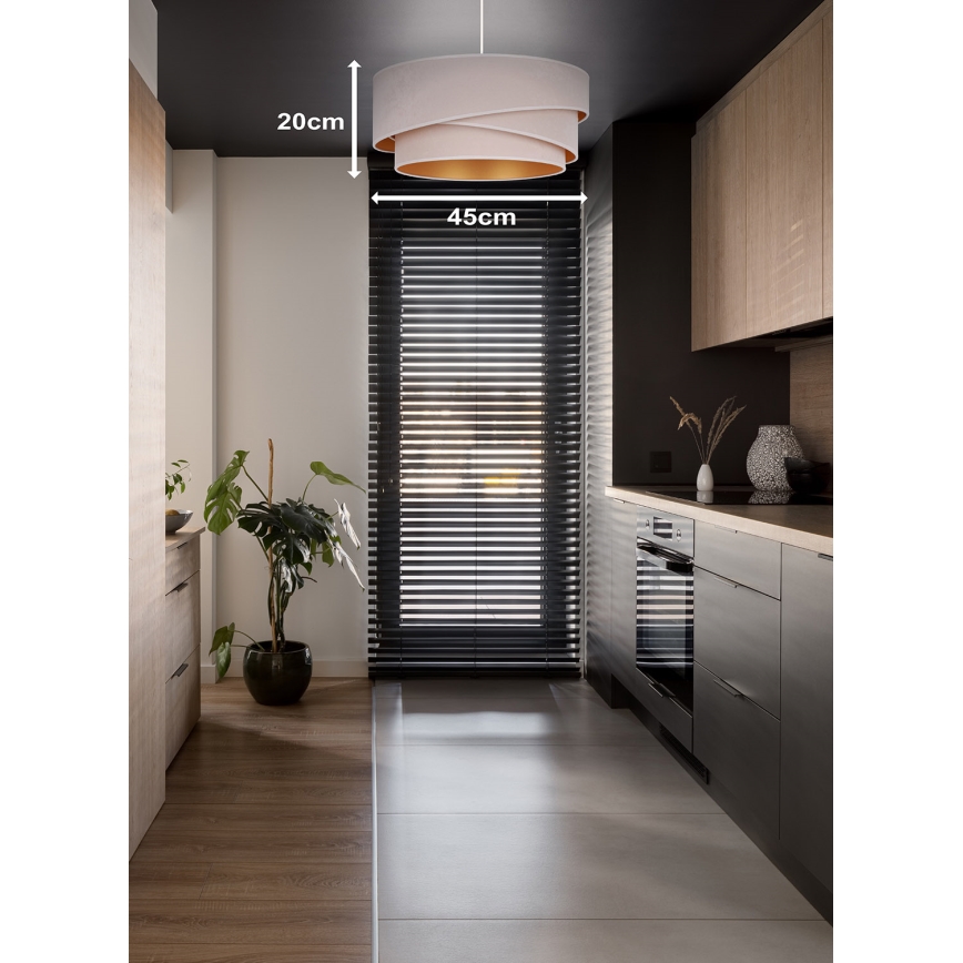 Duolla - Lestenec na vrvici KOBO 1xE27/15W/230V pr. 45 cm krem barva/zlata