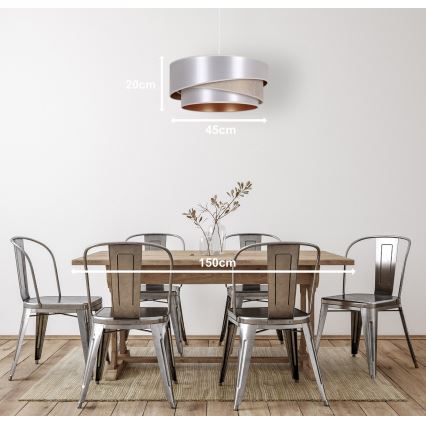 Duolla - Lestenec na vrvici KOBO 1xE27/15W/230V pr. 45 cm srebrna/zlata