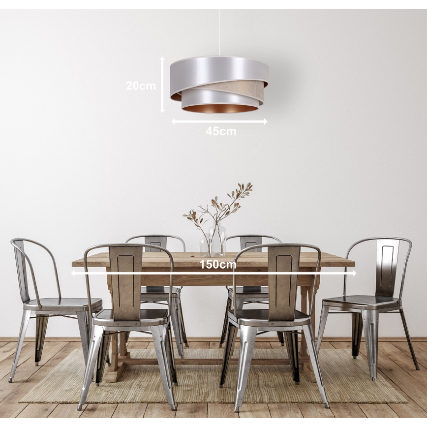 Duolla - Lestenec na vrvici KOBO 1xE27/15W/230V pr. 45 cm srebrna/zlata