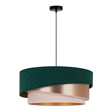 Duolla - Lestenec na vrvici KOBO 1xE27/15W/230V pr. 45 cm zelena/rosegold/krem barva