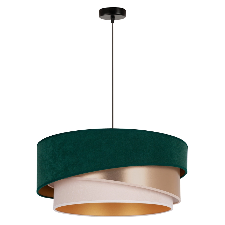 Duolla - Lestenec na vrvici KOBO 1xE27/15W/230V pr. 45 cm zelena/rosegold/krem barva