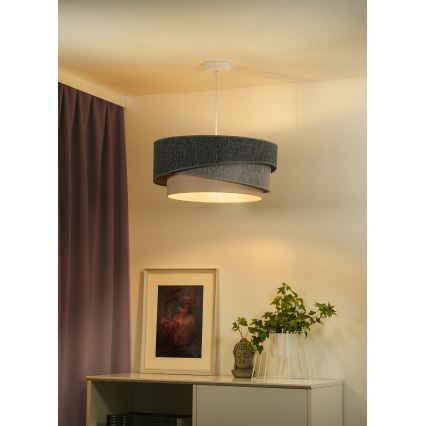 Duolla - Lestenec na vrvici KOBO ECO RECYCLING 1xE27/15W/230V pr. 45 cm zelena/siva/krem barva