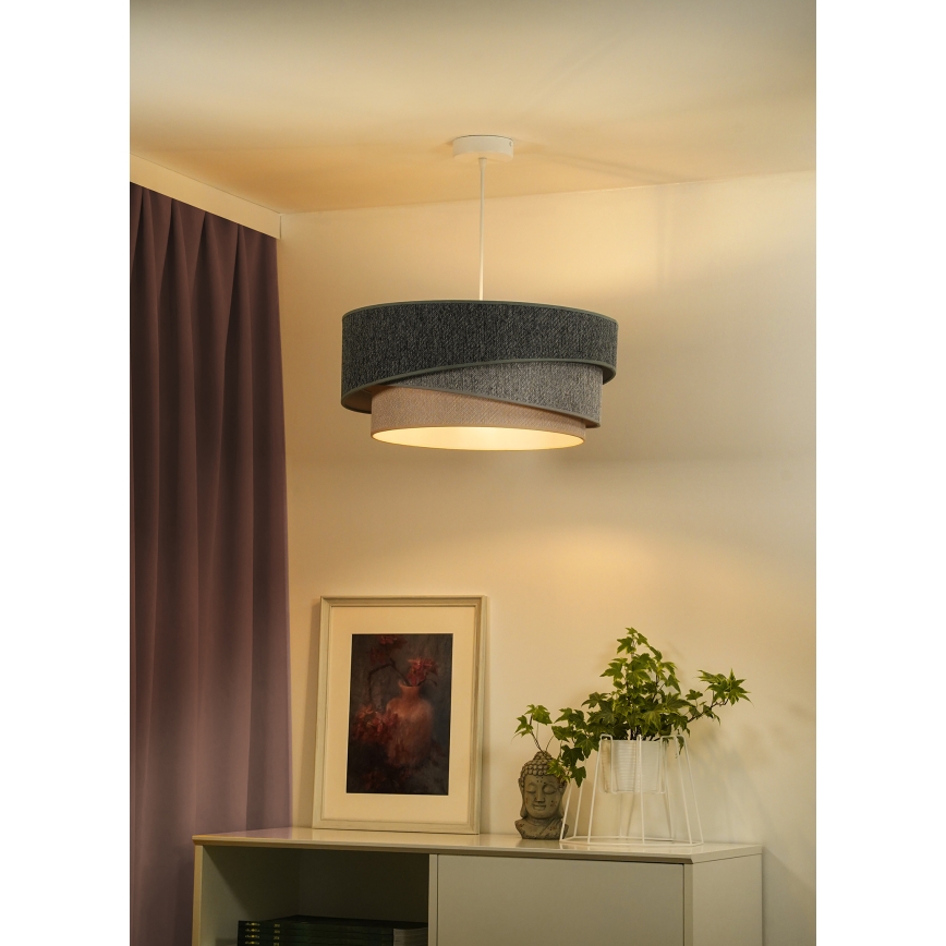 Duolla - Lestenec na vrvici KOBO ECO RECYCLING 1xE27/15W/230V pr. 45 cm zelena/siva/krem barva