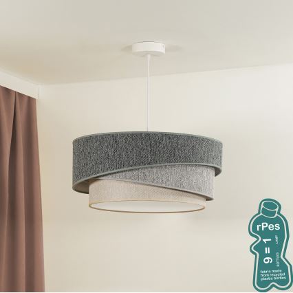 Duolla - Lestenec na vrvici KOBO ECO RECYCLING 1xE27/15W/230V pr. 45 cm zelena/siva/krem barva
