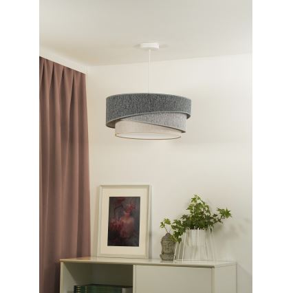 Duolla - Lestenec na vrvici KOBO ECO RECYCLING 1xE27/15W/230V pr. 45 cm zelena/siva/krem barva