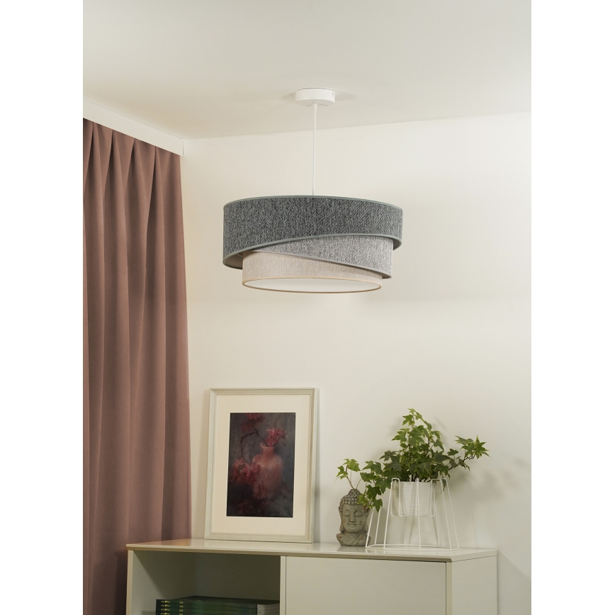 Duolla - Lestenec na vrvici KOBO ECO RECYCLING 1xE27/15W/230V pr. 45 cm zelena/siva/krem barva