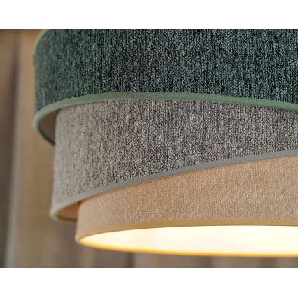 Duolla - Lestenec na vrvici KOBO ECO RECYCLING 1xE27/15W/230V pr. 45 cm zelena/siva/krem barva