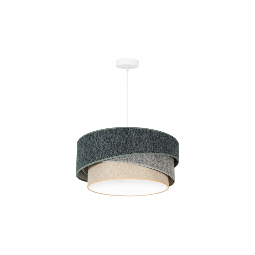 Duolla - Lestenec na vrvici KOBO ECO RECYCLING 1xE27/15W/230V pr. 45 cm zelena/siva/krem barva