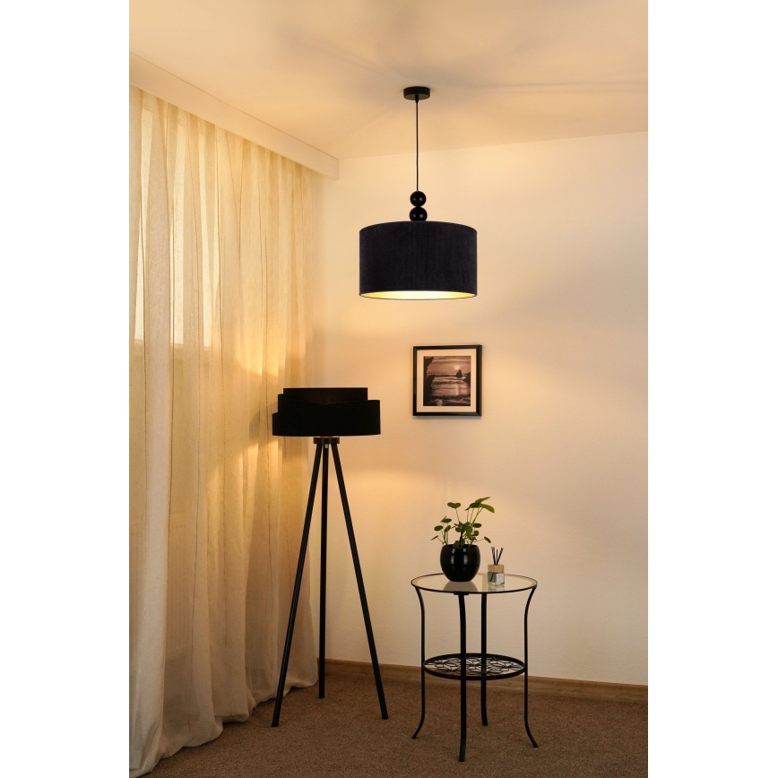 Duolla - Lestenec na vrvici LYON 1xE27/15W/230V pr. 40 cm črna