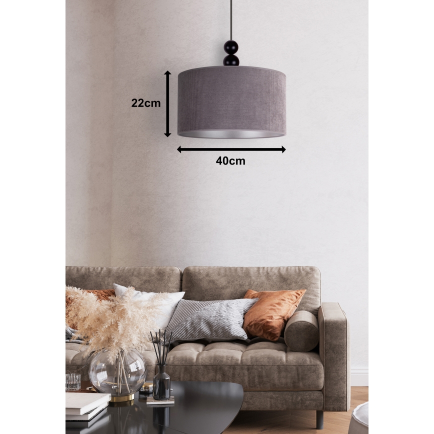 Duolla - Lestenec na vrvici LYON 1xE27/15W/230V pr. 40 cm siva