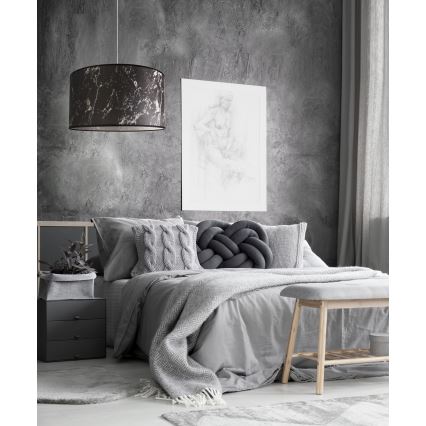 Duolla - Lestenec na vrvici MARBLE 1xE27/40W/230V pr. 45 cm črna/bela