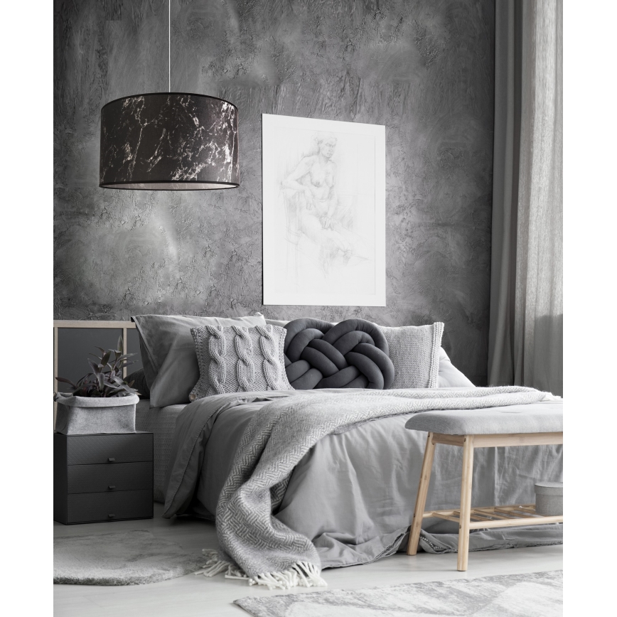 Duolla - Lestenec na vrvici MARBLE 1xE27/40W/230V pr. 45 cm črna/bela
