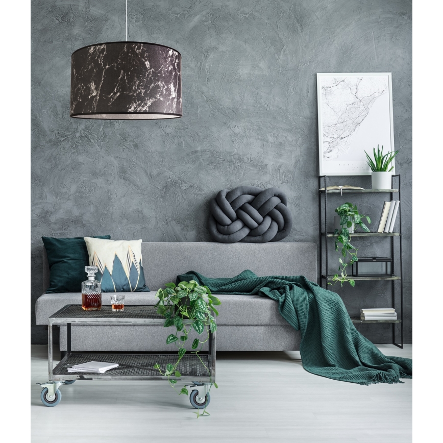Duolla - Lestenec na vrvici MARBLE 1xE27/40W/230V pr. 45 cm črna/bela