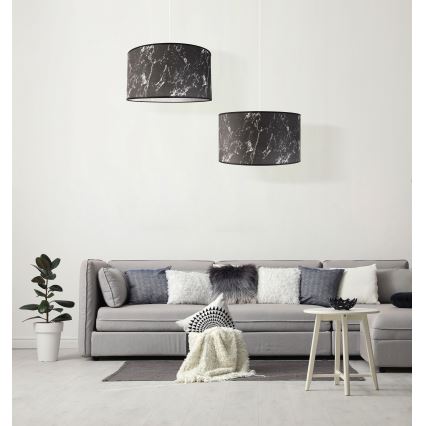 Duolla - Lestenec na vrvici MARBLE 1xE27/40W/230V pr. 45 cm črna/bela