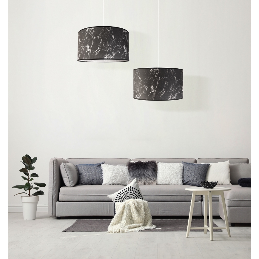 Duolla - Lestenec na vrvici MARBLE 1xE27/40W/230V pr. 45 cm črna/bela