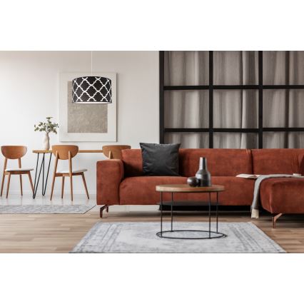 Duolla - Lestenec na vrvici MAROKO 1xE27/40W/230V pr. 45 cm črna/bela
