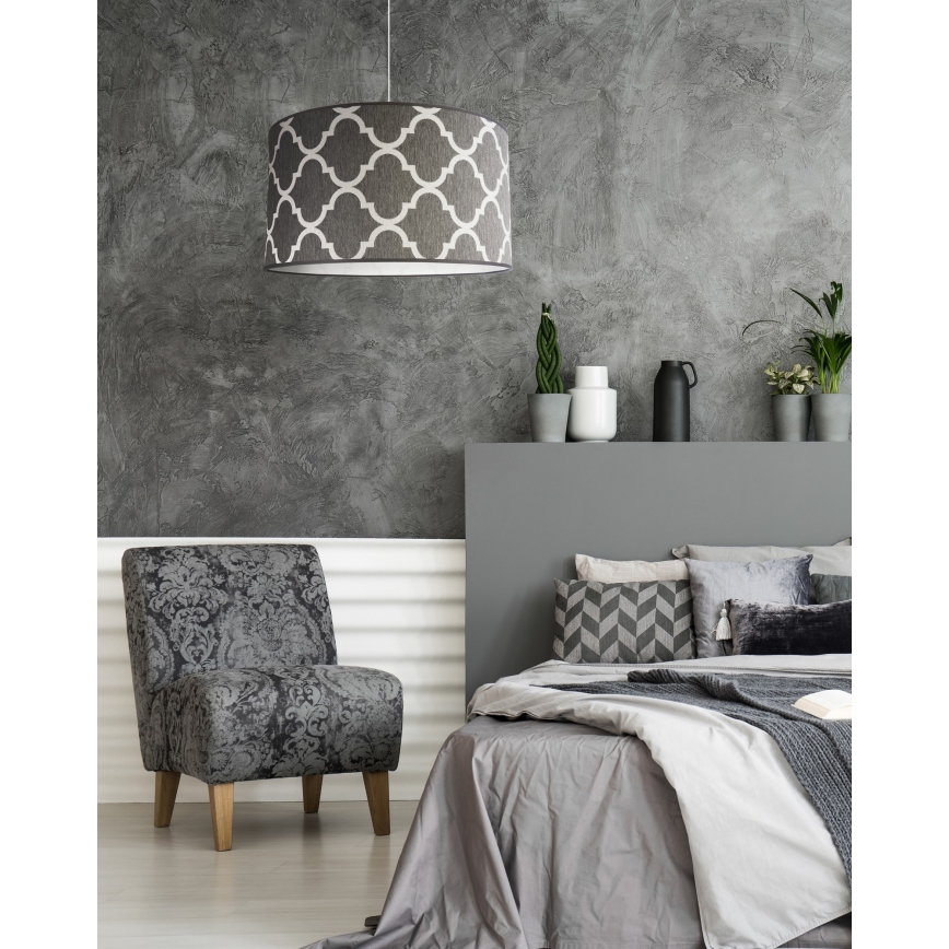 Duolla - Lestenec na vrvici MAROKO 1xE27/40W/230V pr. 45 cm siva/bela