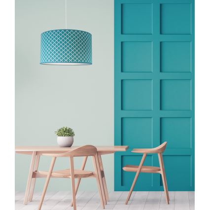 Duolla - Lestenec na vrvici MAROKO 1xE27/40W/230V pr. 45 cm turkizna/bela
