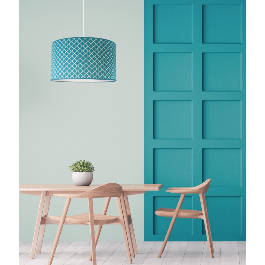 Duolla - Lestenec na vrvici MAROKO 1xE27/40W/230V pr. 45 cm turkizna/bela