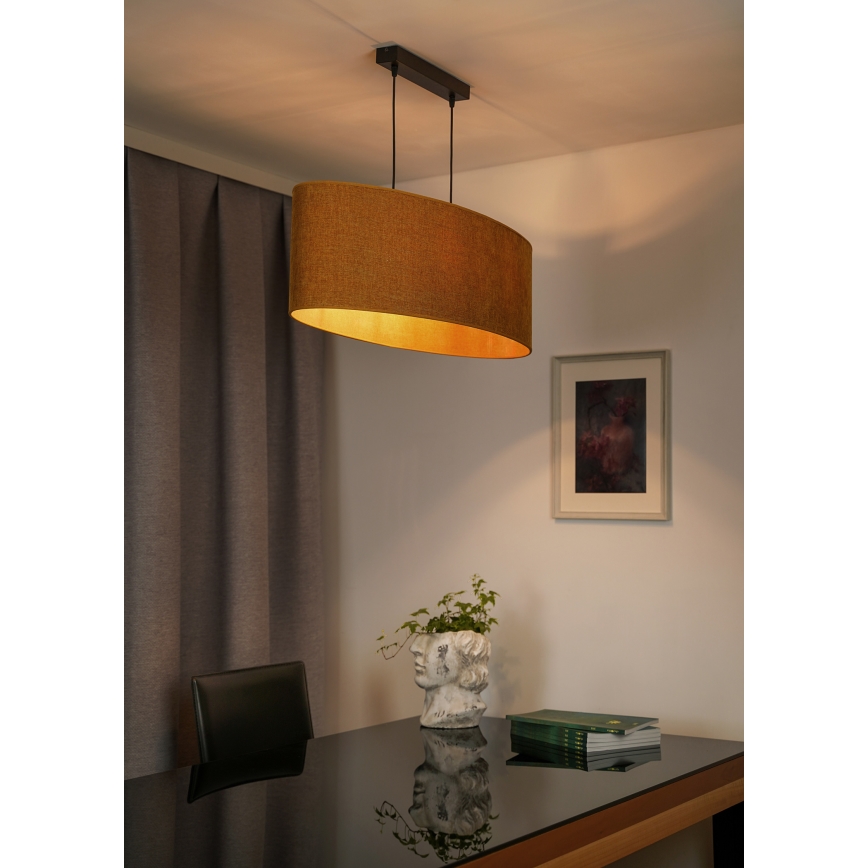 Duolla - Lestenec na vrvici OVAL 2xE27/15W/230V rjava