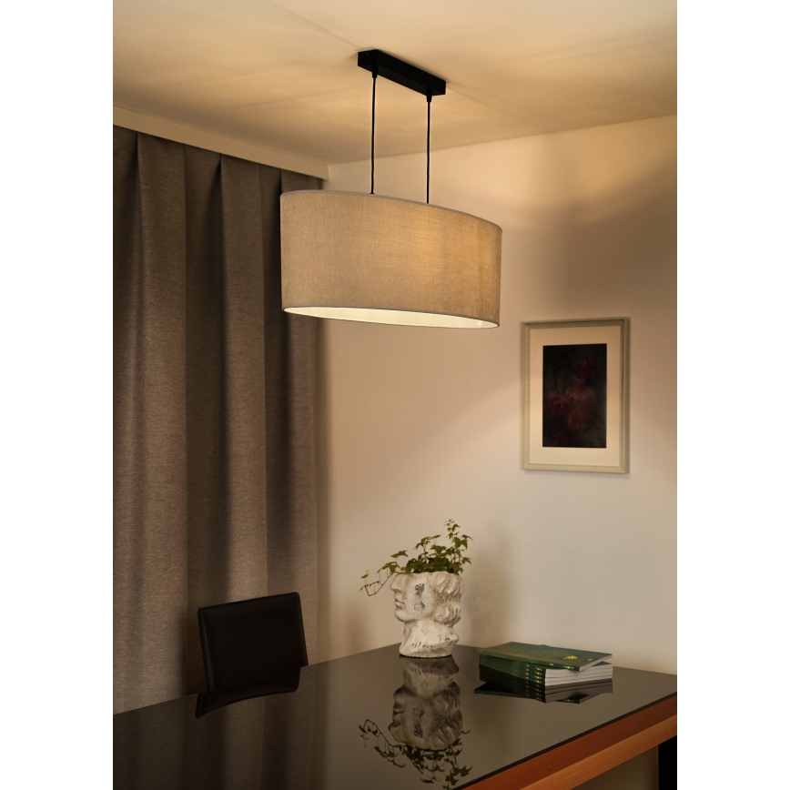 Duolla - Lestenec na vrvici OVAL 2xE27/15W/230V siv