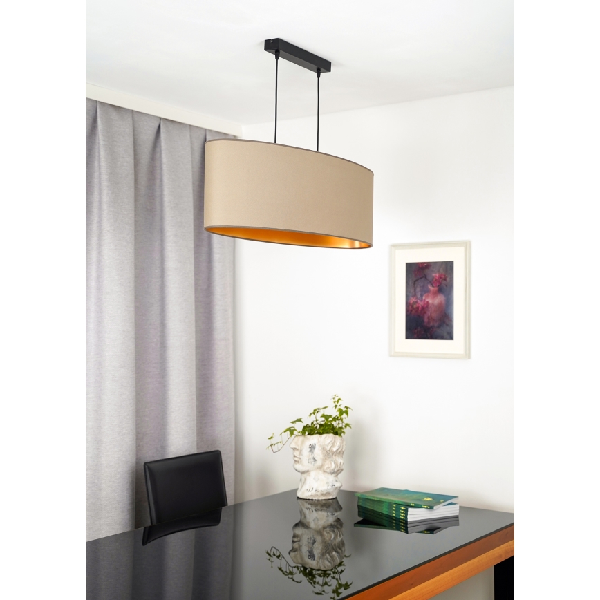 Duolla - Lestenec na vrvici OVAL VEGAN 2xE27/15W/230V bež