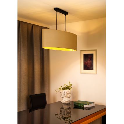 Duolla - Lestenec na vrvici OVAL VEGAN 2xE27/15W/230V krem barva