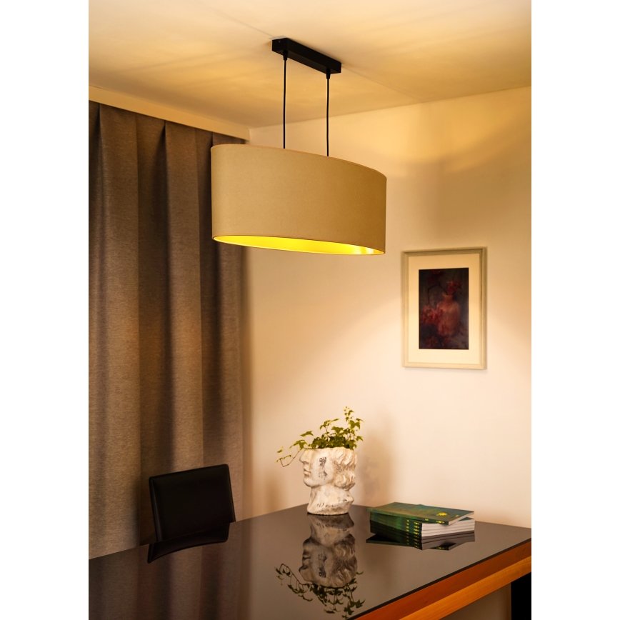 Duolla - Lestenec na vrvici OVAL VEGAN 2xE27/15W/230V krem barva