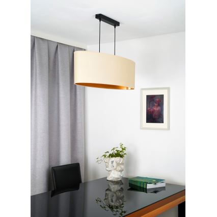Duolla - Lestenec na vrvici OVAL VEGAN 2xE27/15W/230V krem barva