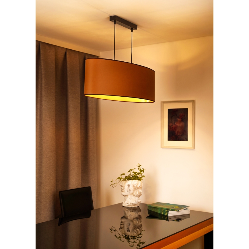 Duolla - Lestenec na vrvici OVAL VEGAN 2xE27/15W/230V rjava