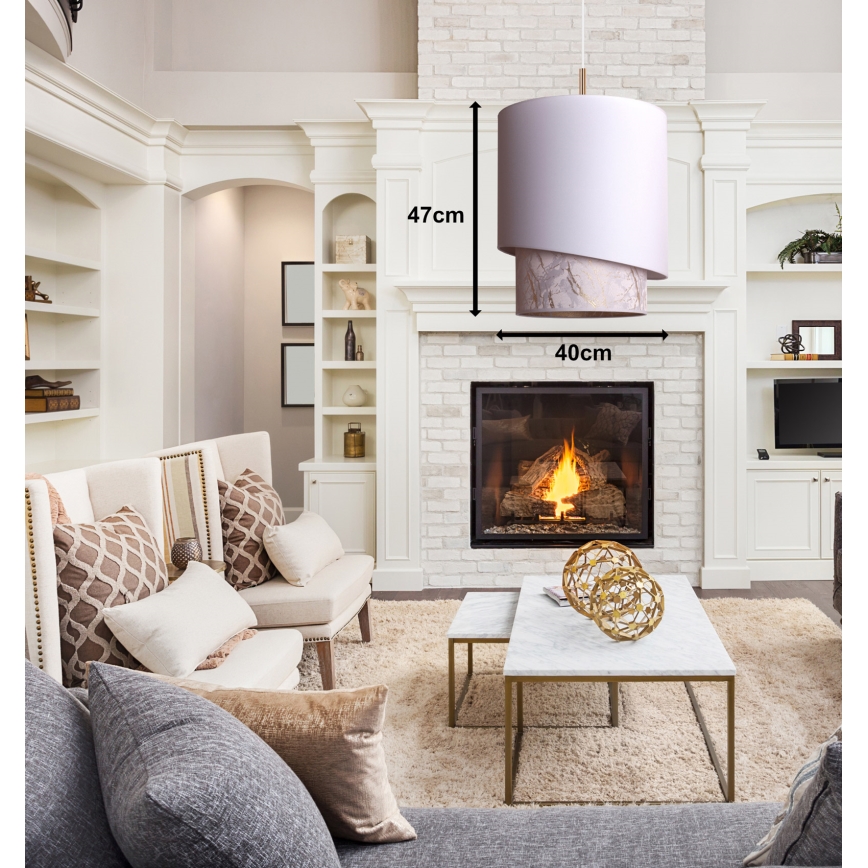 Duolla - Lestenec na vrvici PARIZ 1xE27/15W/230V premer 40 cm bela/bež