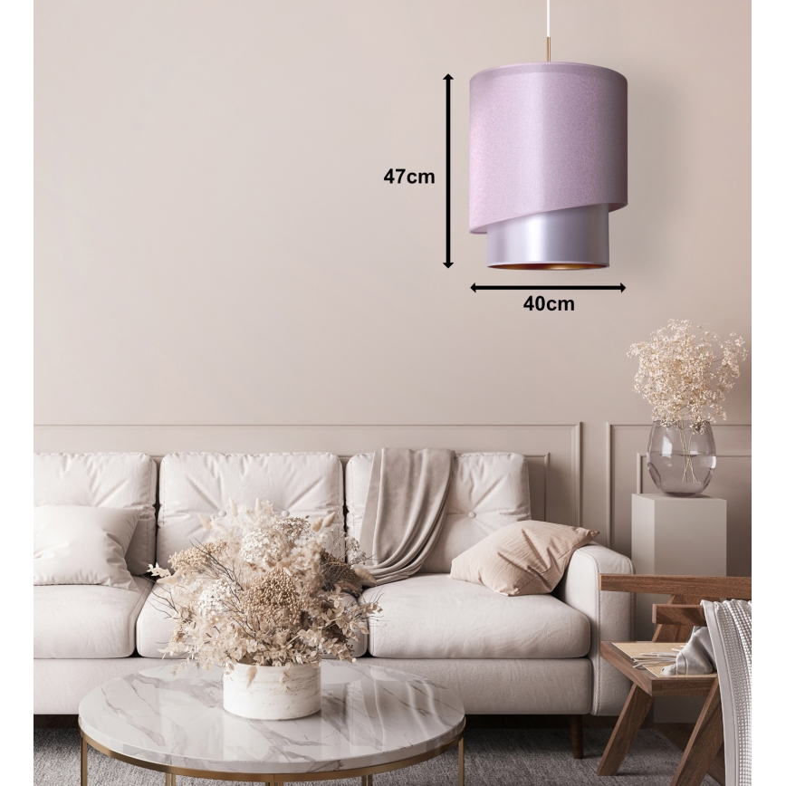 Duolla - Lestenec na vrvici PARIZ 1xE27/15W/230V premer 40 cm roza/srebrna/baker