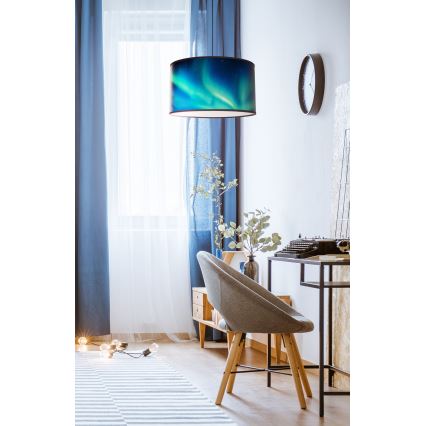 Duolla - Lestenec na vrvici PRINT M 1xE27/40W/230V pr. 35 cm turkizna