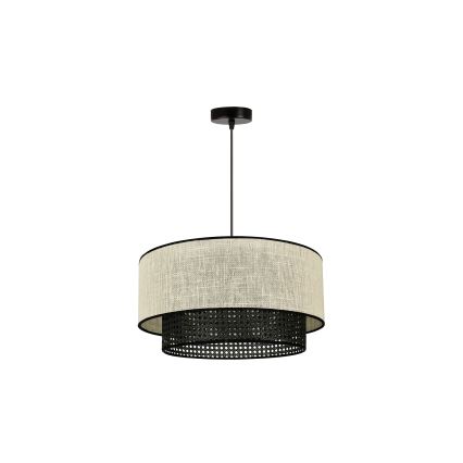 Duolla - Lestenec na vrvici RATTAN YUTE 1xE27/15W/230V pr. 45 cm krem barva/črna